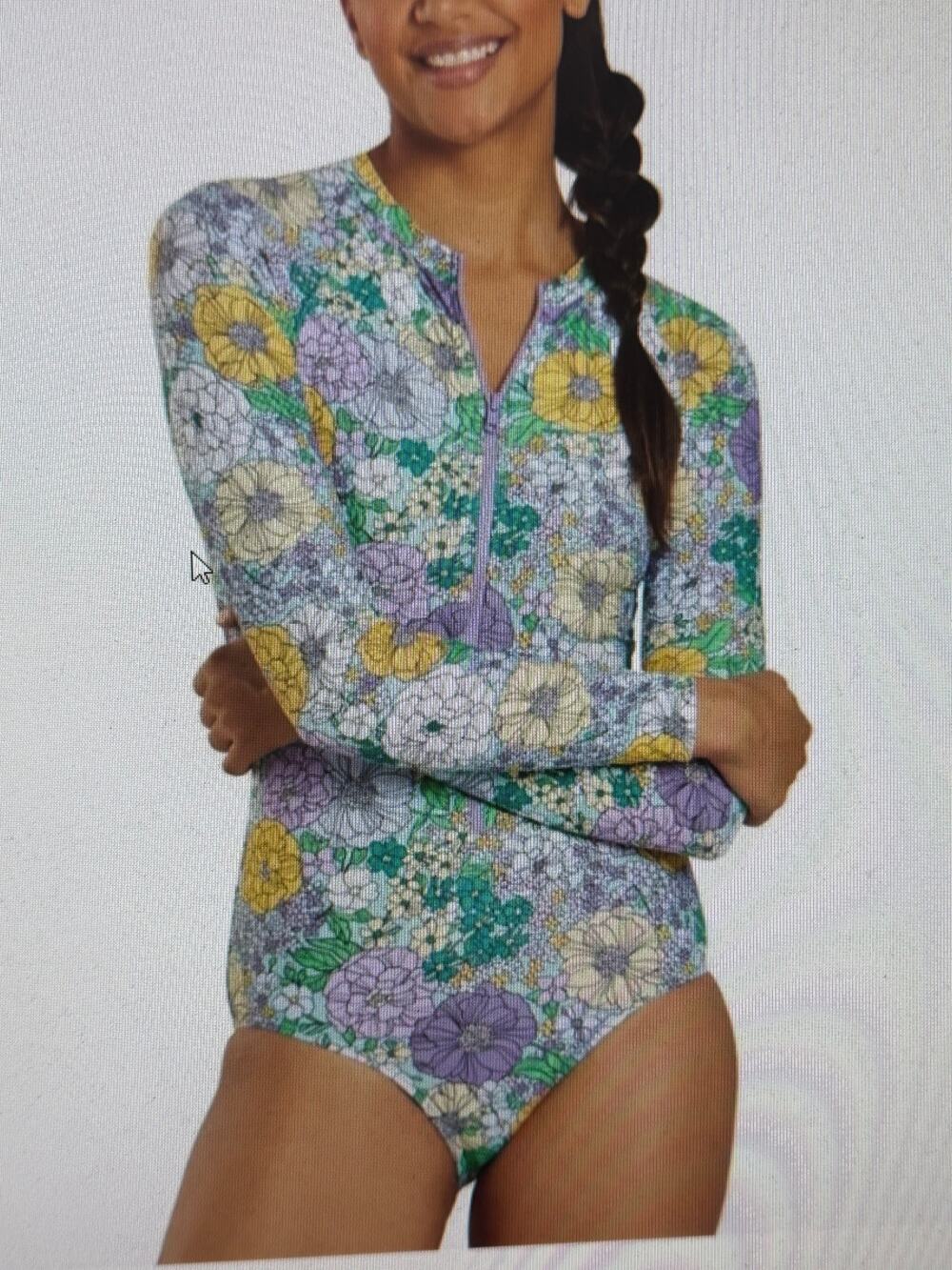 Women's SPORTI Active Bondi Zip One Piece Swimsuit in Bondi Floral Sz XL